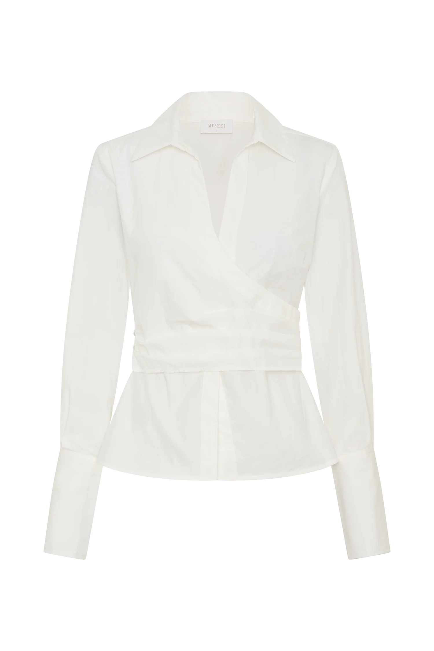 Eugenia Wrap Cotton Shirt - White | MESHKI US