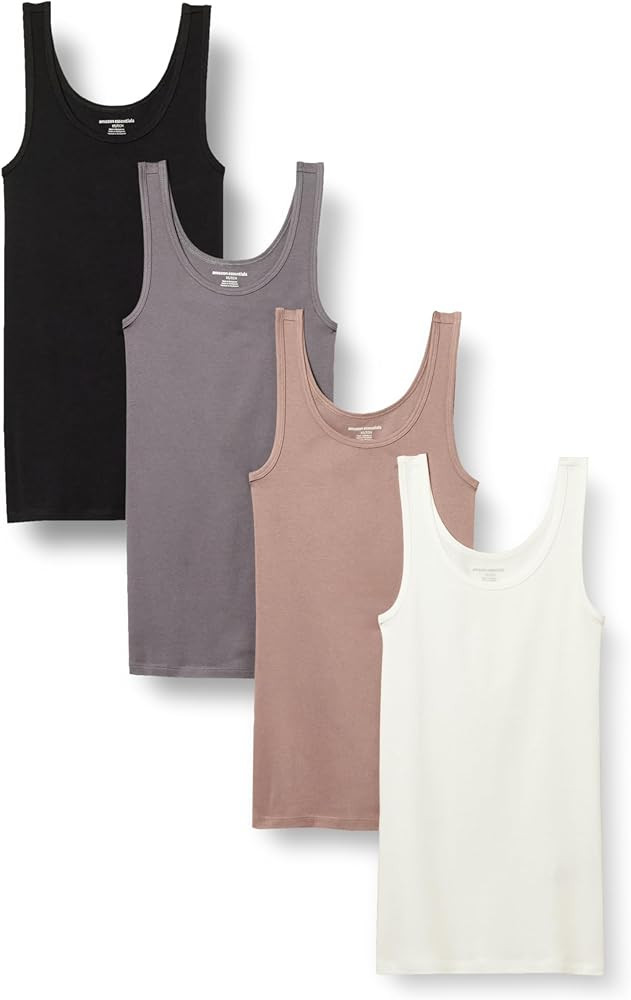 Amazon Essentials Women's Slim-Fit Scoop Neck Tank Tops, Pack of 4 | Amazon (US)