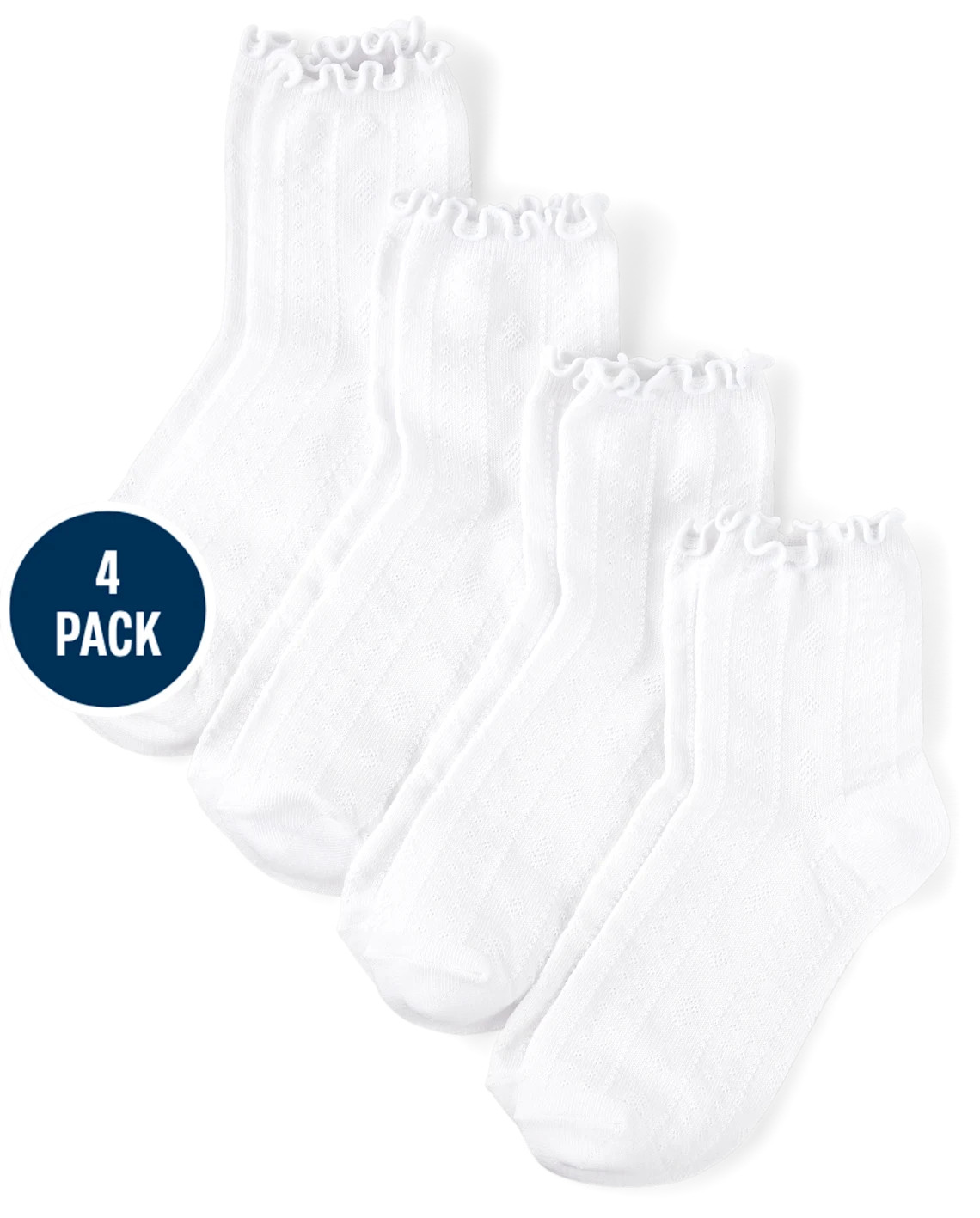 Girls Pointelle Ruffle Midi Socks 4-Pack - white | The Children's Place
