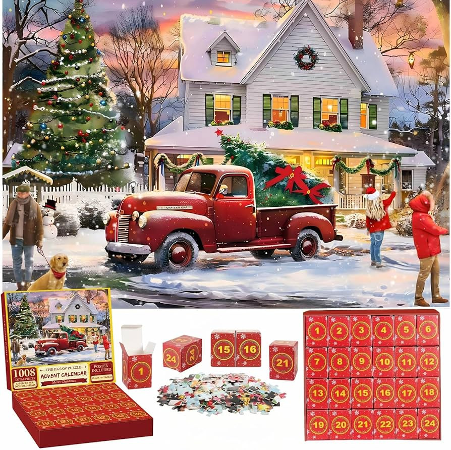 Advent Calendar 2024 Christmas Jigsaw Puzzles,1008 Pieces Christmas Puzzles for Kids and Adults, ... | Amazon (US)