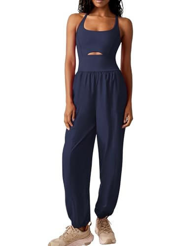 FOMELY Womens Workout Athletic Romper Running Onesie One Piece Outfits Gym Jumpsuits with Pockets | Amazon (US)