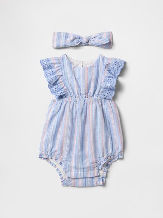 Baby Linen-Cotton Bubble Shorty Set | Gap (CA)