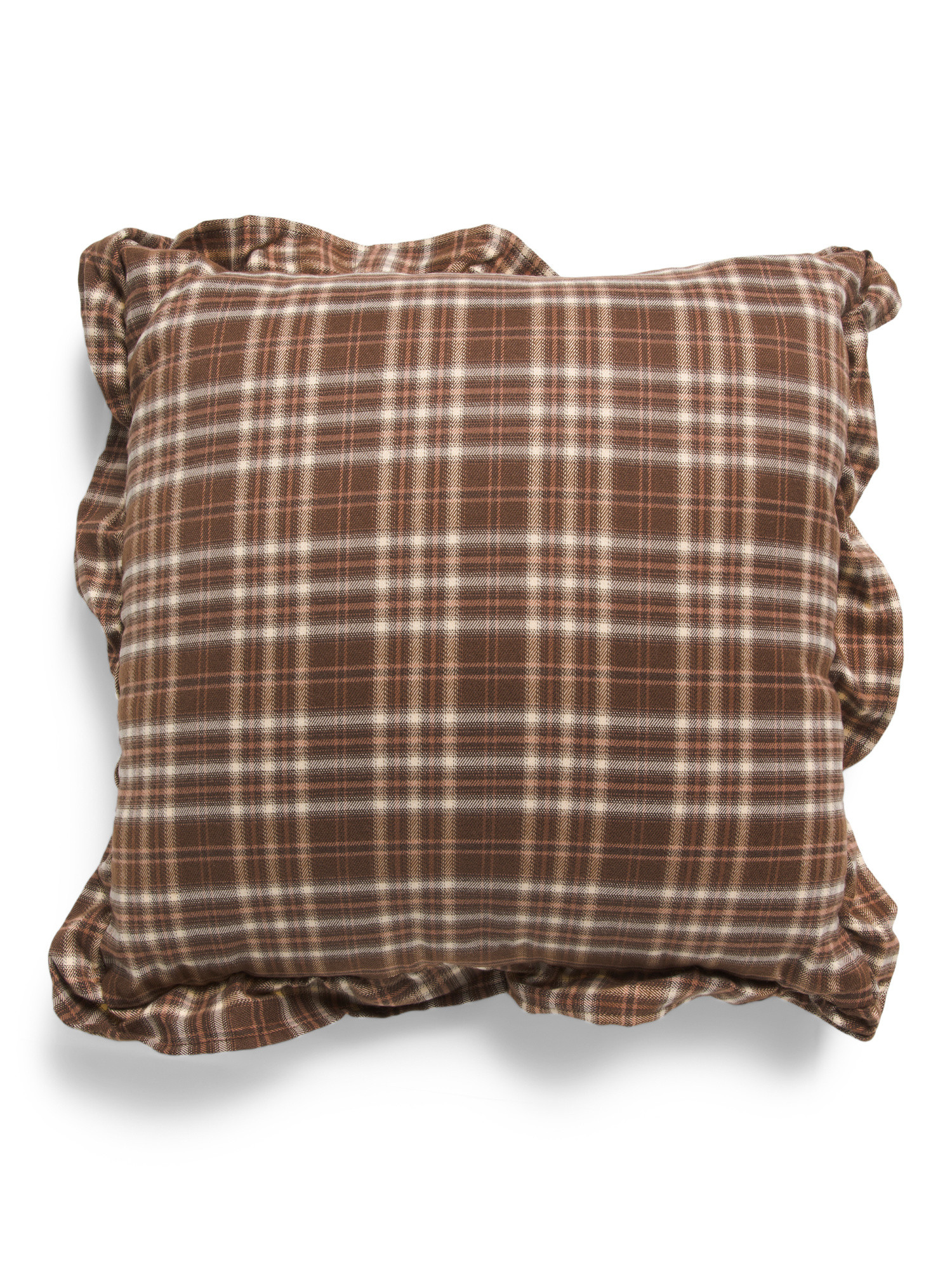 18x18 Woven Plaid Ruffle Trim Pillow | Home | Marshalls | Marshalls