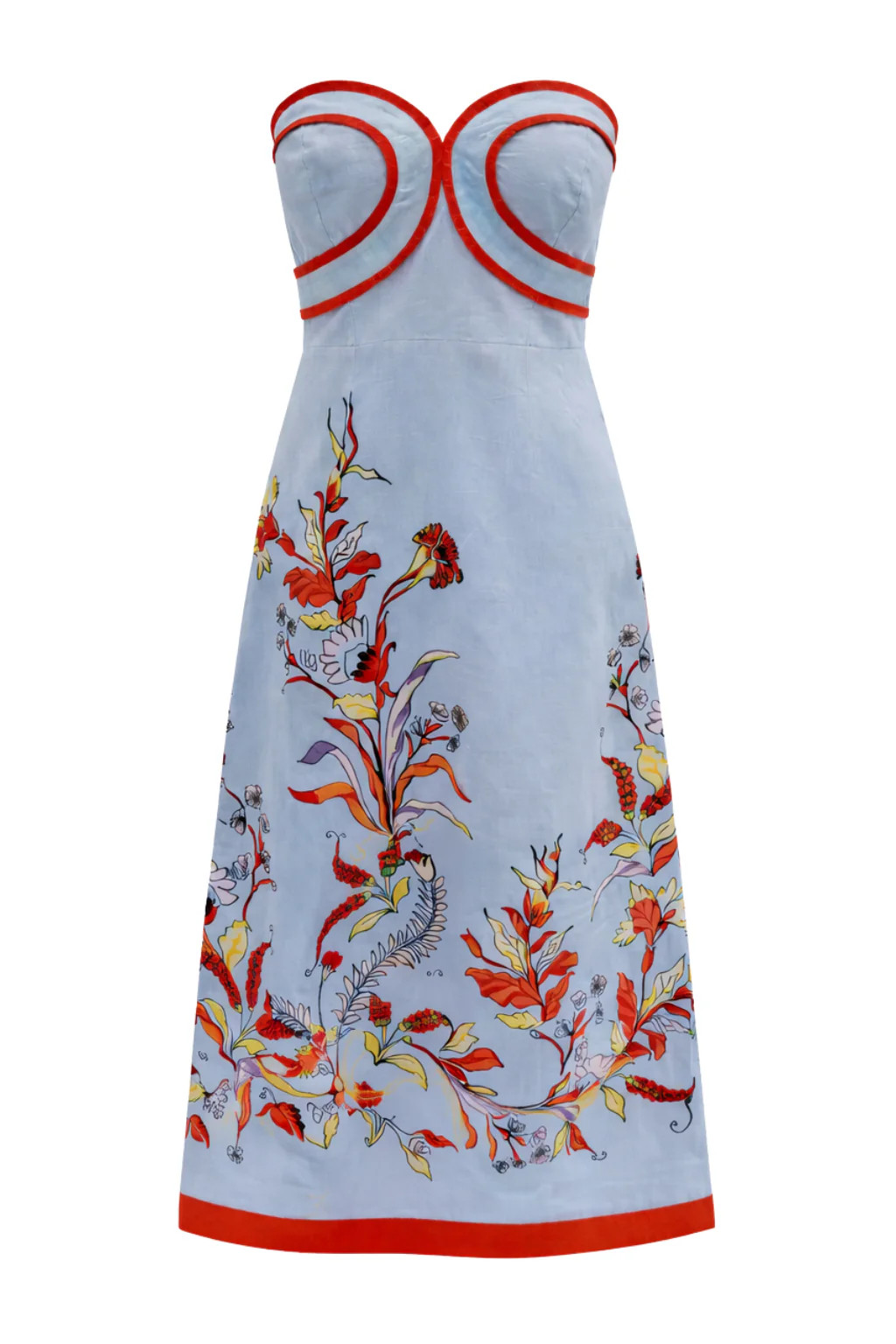 PRE-ORDER: Hayden Seascape Floral Strapless Midi Dress | Anna Cate Collection