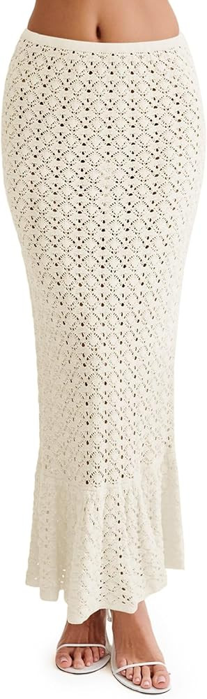 Saodimallsu Womens Crochet Cover Up Skirt High Waisted Sheer Knit Summer Swimsuit Coverup Beach F... | Amazon (US)