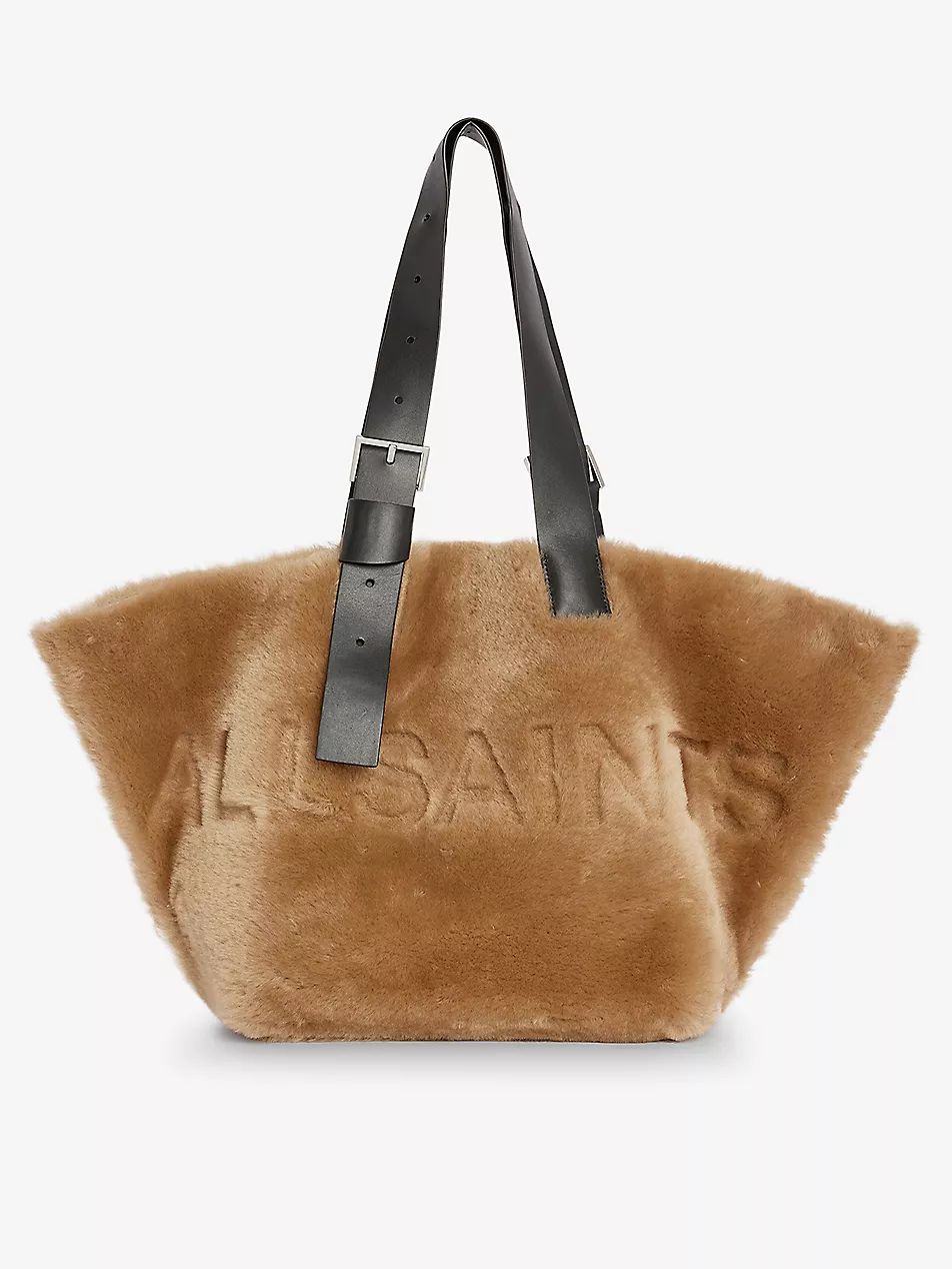 Anik logo-debossed shearling and leather tote bag | Selfridges