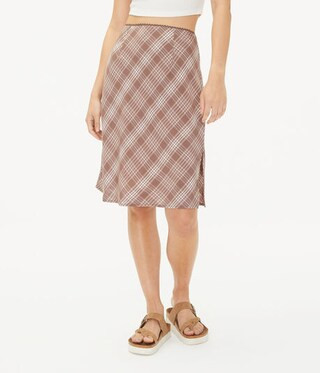 Plaid High-Waisted Slip Skirt | Aeropostale