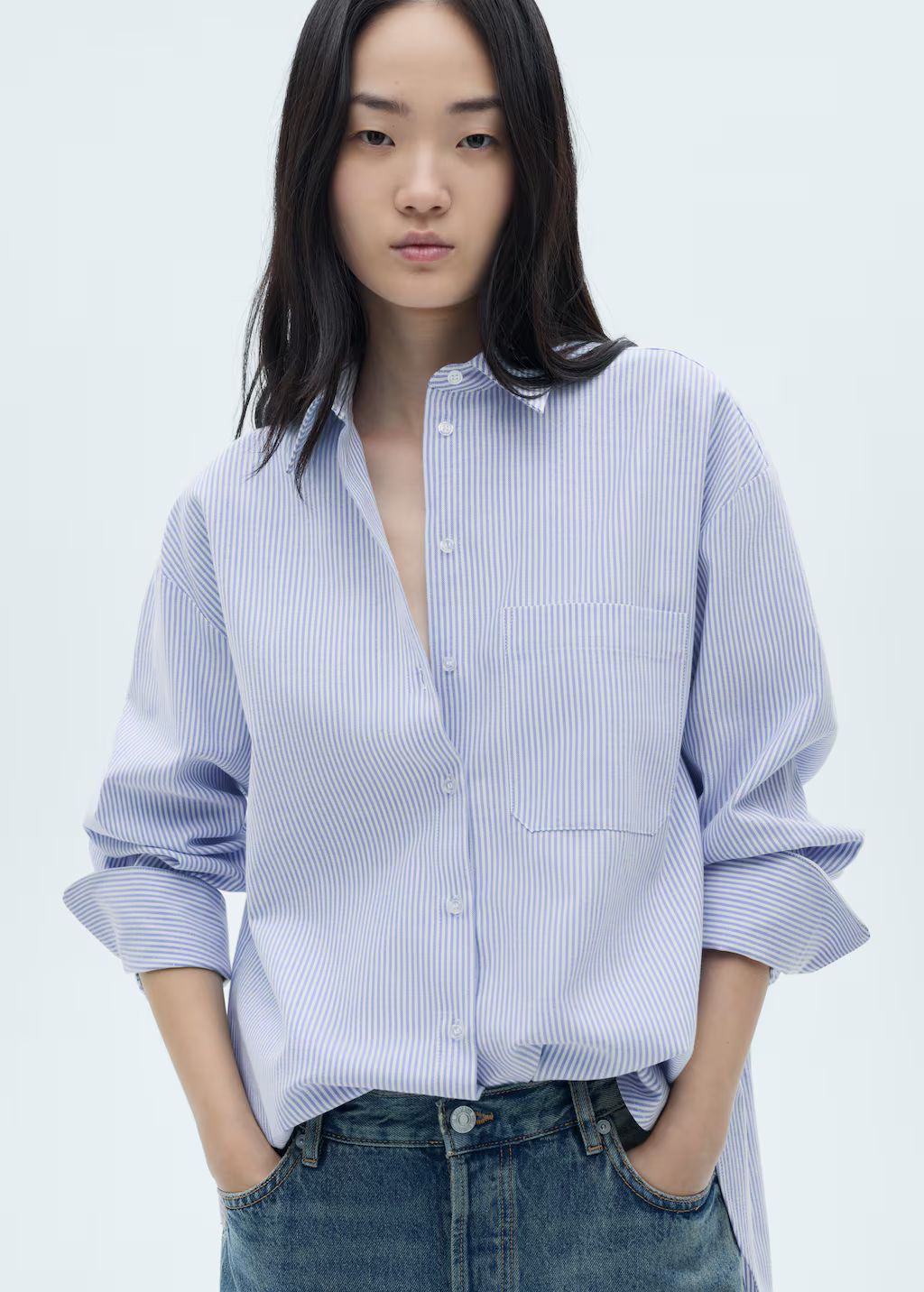 Striped cotton shirt | MANGO (US)