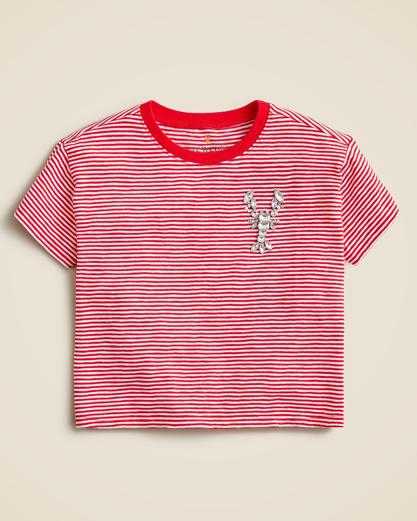 Girls' cropped lobster graphic T-shirt with jewels | J. Crew US