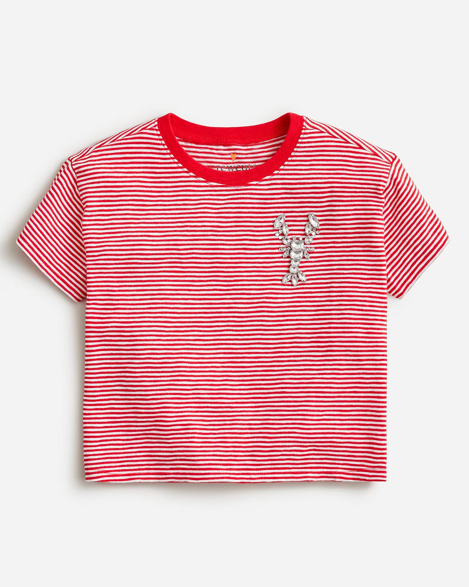Girls' cropped lobster graphic T-shirt with jewels | J.Crew US