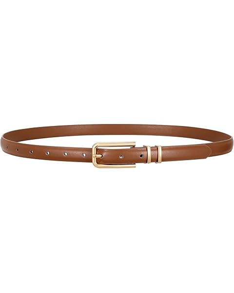 JASGOOD Women's Skinny PU Leather Belt Thin Waist Belt with Gold Buckle for Jeans Pants Dresses 0... | Amazon (US)