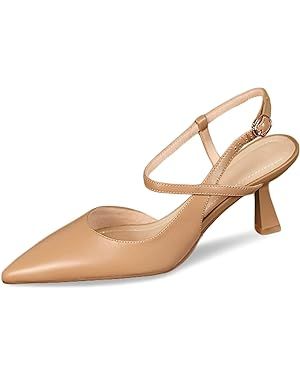 Women’s Low Kitten Heel Closed Pointed Toe Slingback Pumps Heels Slip On Heeled Sandals Dress S... | Amazon (US)