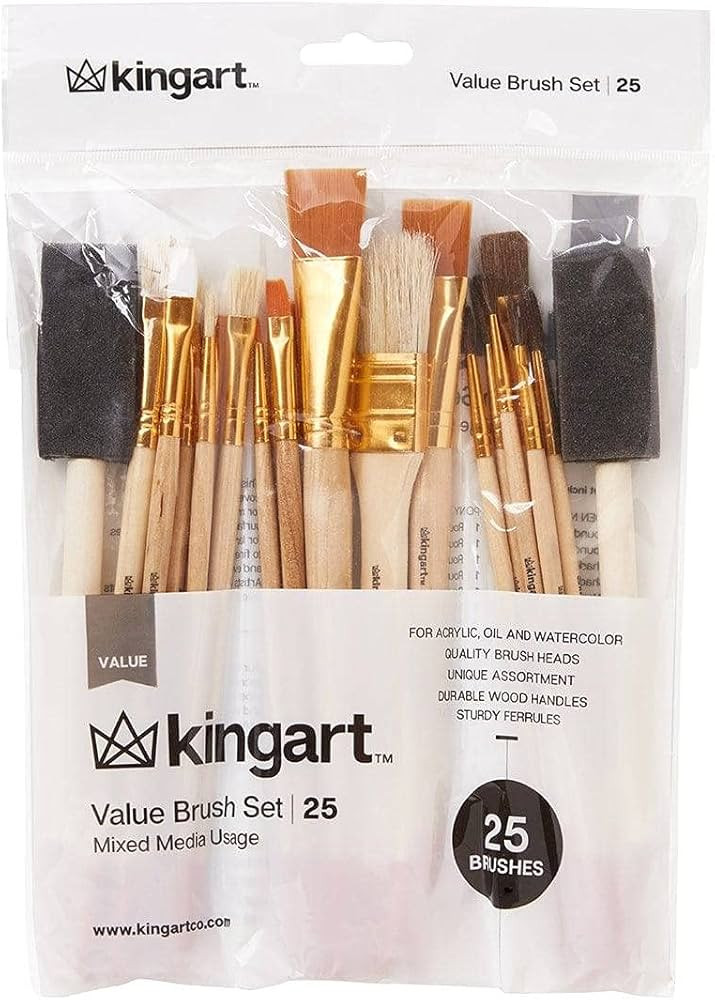 KINGART Paint Brush Set - Pack of 25, Assorted Variety, All-Purpose Paint Brushes - Use with Acry... | Amazon (US)