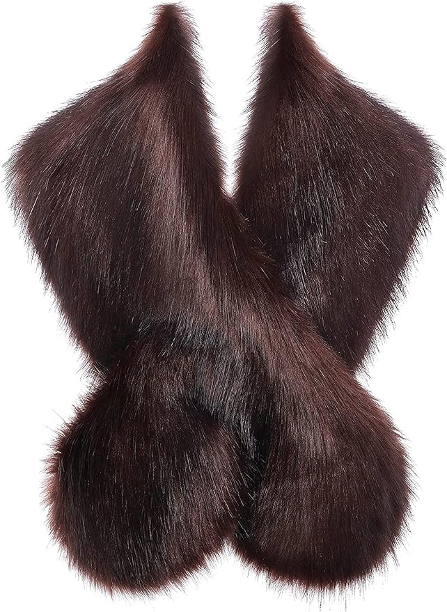 BABEYOND Women's Faux Fur Shawl Party Faux Fur Collar Fur Wraps for Winter Bridal Wedding Cover U... | Amazon (US)