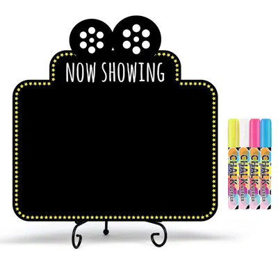 Movie Night Accessories, Now Showing Blackboard Family Movie Theater Decor For Home, Outdoor And Movie Parties, With 1 Chalkboard, 1 Metal Stand And 4 | Wayfair North America