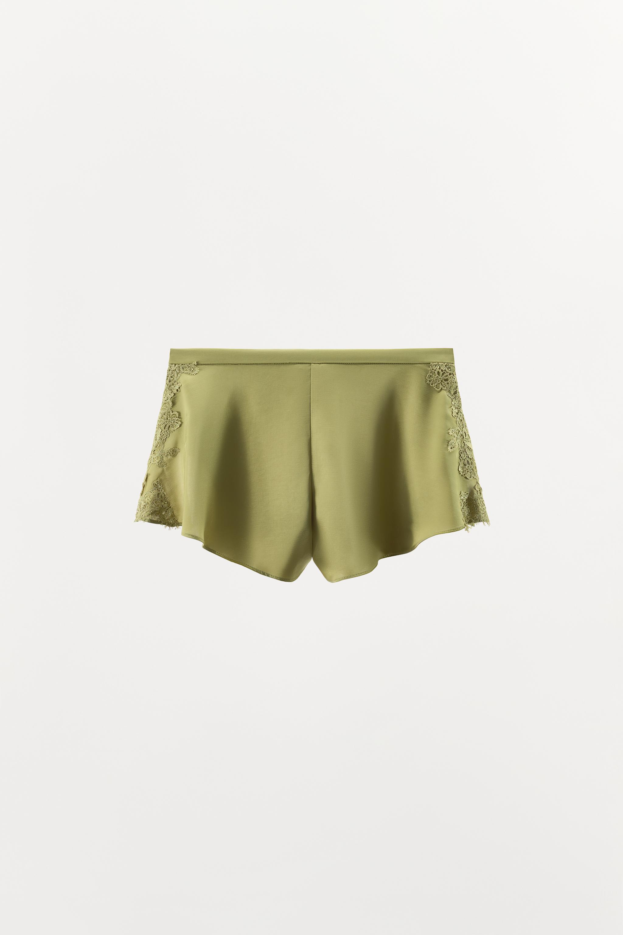 SATIN SHORTS WITH LACE TRIM | Zara UK
