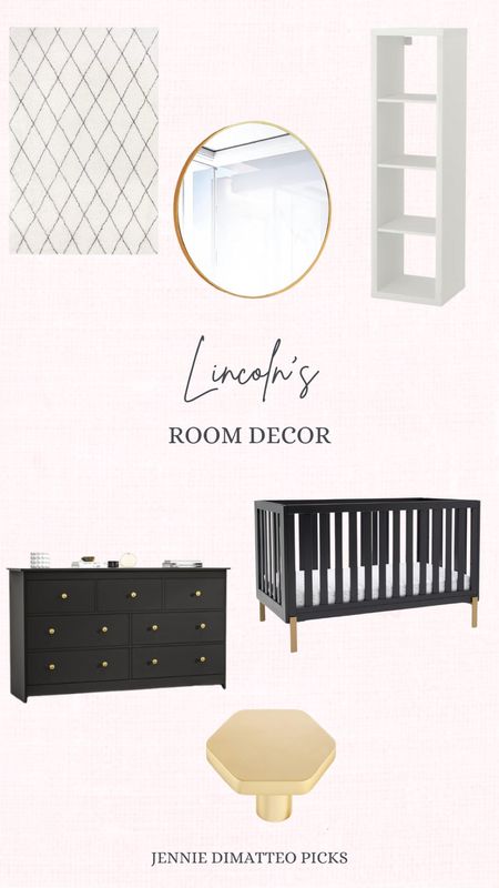 Lincoln’s room decor, area rug, gold mirror, ikea shelf, dresser, crib, cabinet pulls, boys, kids room 

#LTKhome #LTKSeasonal #LTKfindsunder100