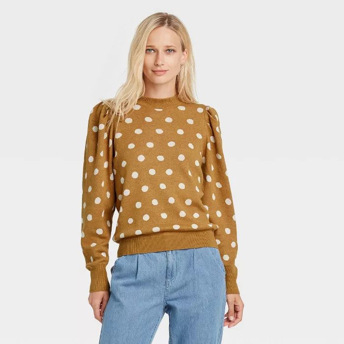 Women's Polka Dot Mock Turtleneck Pullover Sweater - Who What Wear™ | Target