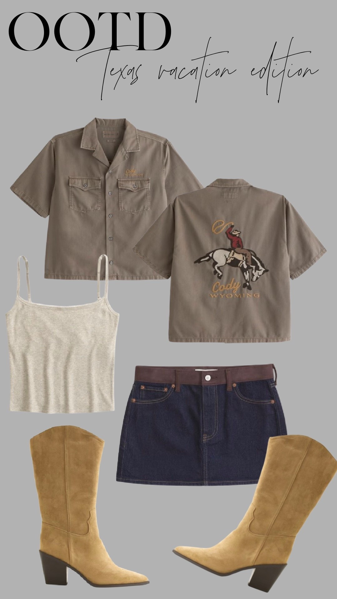Texas vacation OOTD and it’s an all-Abercrombie look today. The embroidered CODY shirt is the star of the outfit—so special and so well made. I styled it with the Abercrombie mini skirt, basic cami, and their western boots for the perfect casual-cowboy vibe. Everything is linked here so you can shop the full look.

#LTKSaleAlert #LTKootd #LTKBeauty