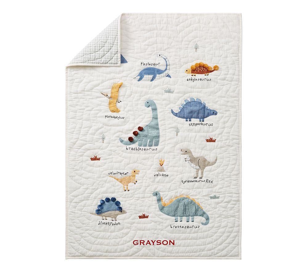 Embroidered Dino Baby/Toddler Quilt , Multi, 36""W x 50""L | Pottery Barn Kids