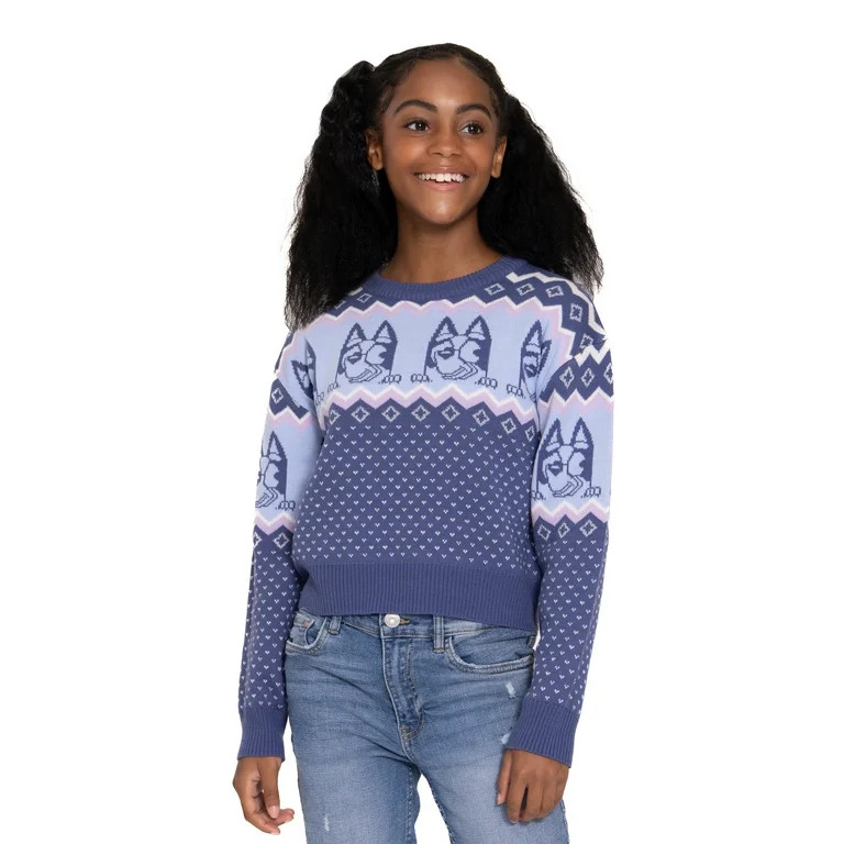 Bluey Girls Metallic Lurex Holiday Sweater, Sizes 4-16 | Walmart (US)