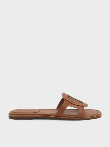 Easley Cut-Out Slide Sandals
    
         - Caramel | Charles & Keith EU