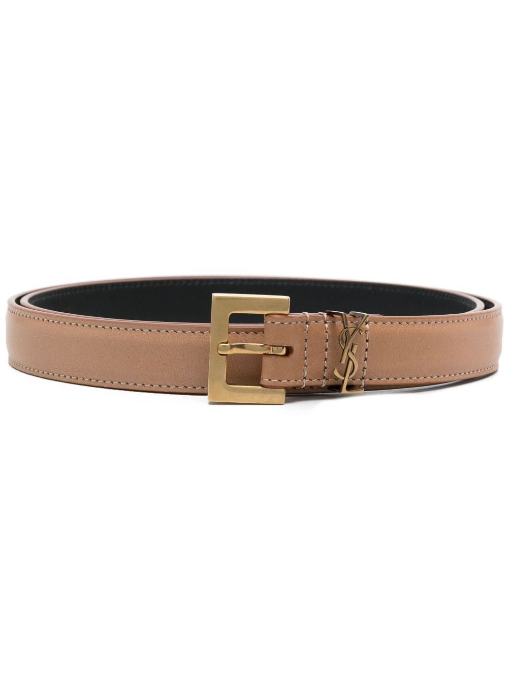 The DetailsSaint Laurentlogo-plaque leather beltMade in ItalyHighlightscaramel brown leather logo... | Farfetch Global