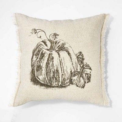 Printed Pumpkin Square Throw Pillow - Threshold™ designed with Studio McGee: Cotton & Linen, Zi... | Target