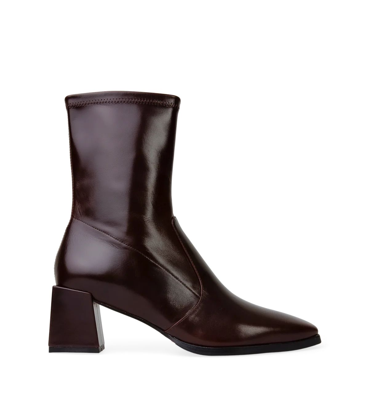 Nightingale Dark Oak Boxed Leather Heeled Boots | Bared Footwear | Bared Footwear