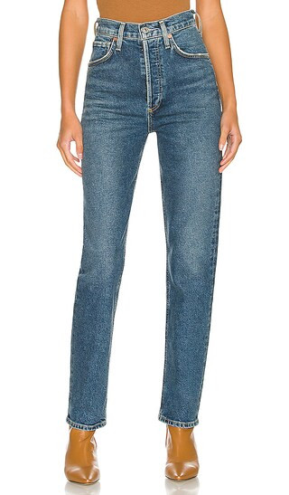 Sabine High Straight in Juniper | Revolve Clothing (Global)