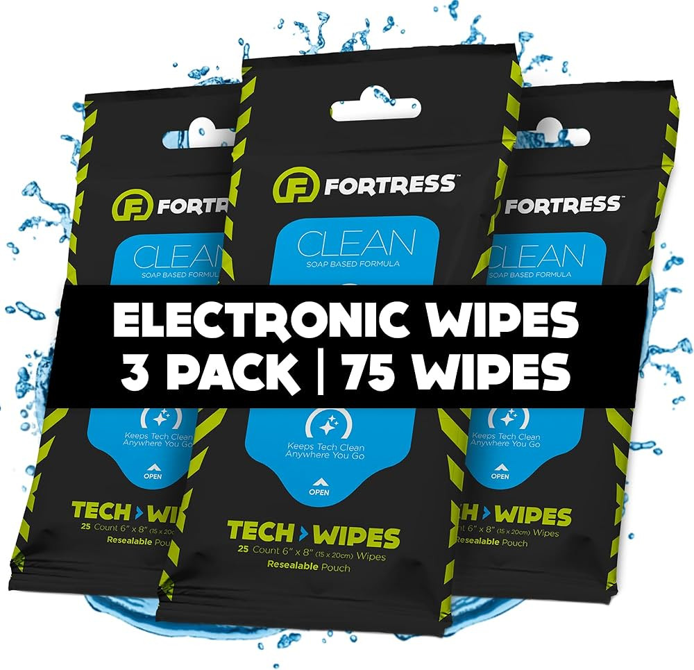 Fortress Electronic Wipes (25 ct, Pack of 3) To-Go Tech Wipes for Screens, Phones, Keyboards, TV ... | Amazon (US)