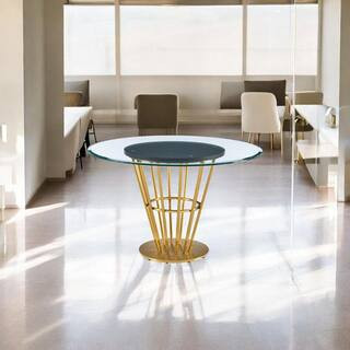 Brown Glass 48 in. Pedestal Dining Table Seats 4 | The Home Depot