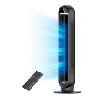 Essential 36 in. 4 fan speeds Tower Fan in Black with Remote, 90° Oscillation and 8-Hour Timer | The Home Depot