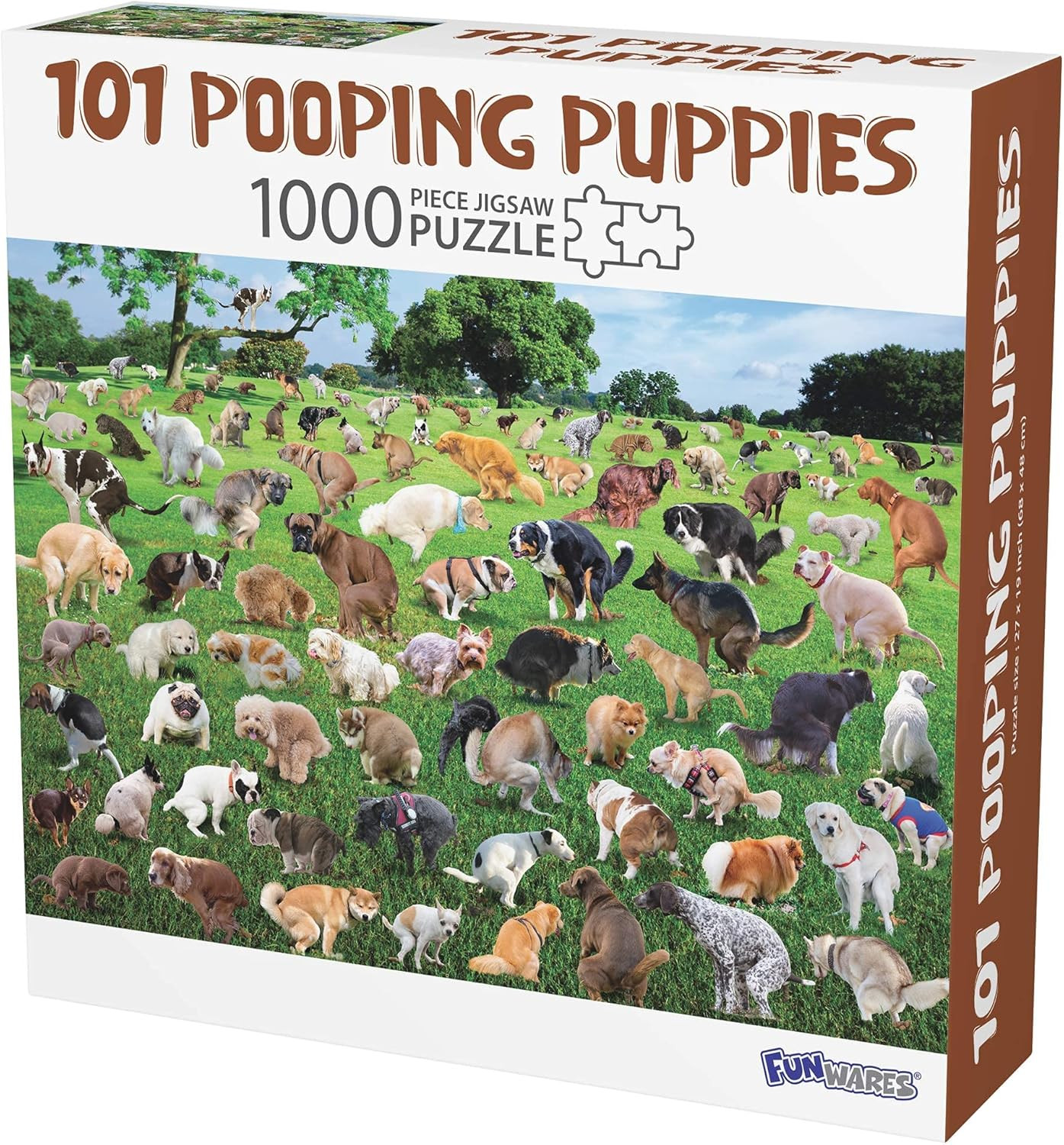 The Original 1000 Piece Puzzle, 101 Pooping Puppies, Dogs Pooping Puzzle, Perfect White Elephant ... | Amazon (US)