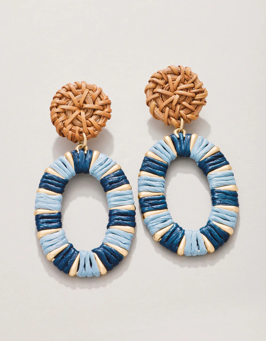 Straw Oval Earrings Blue | Spartina 449
