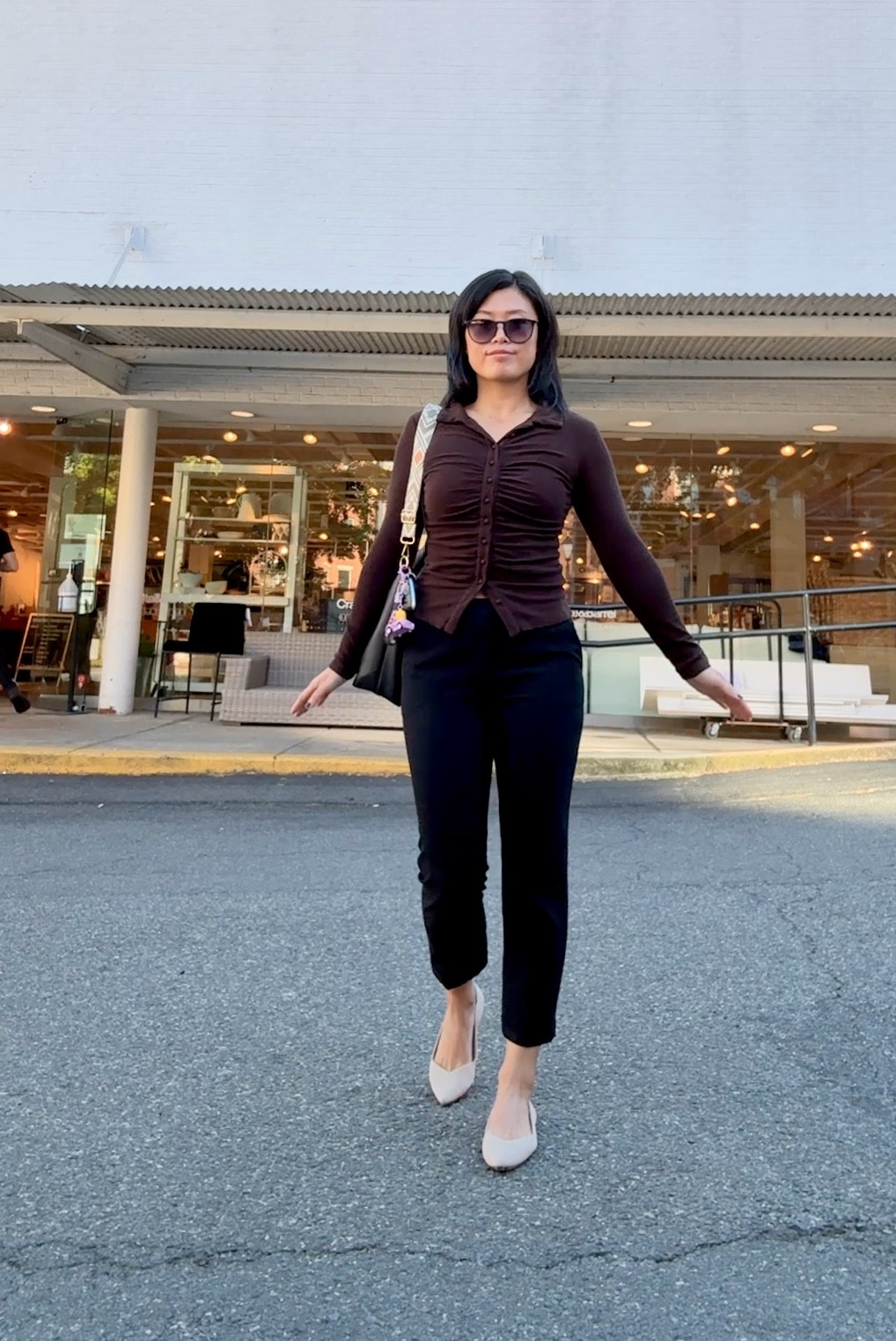 Easy office wear inspo! Brown button up long sleeve, work pants, ankle pants, Rothy’s flats, point toe flats. Work wear, office chic

#LTKSeasonal #LTKWorkwear #LTKVideo