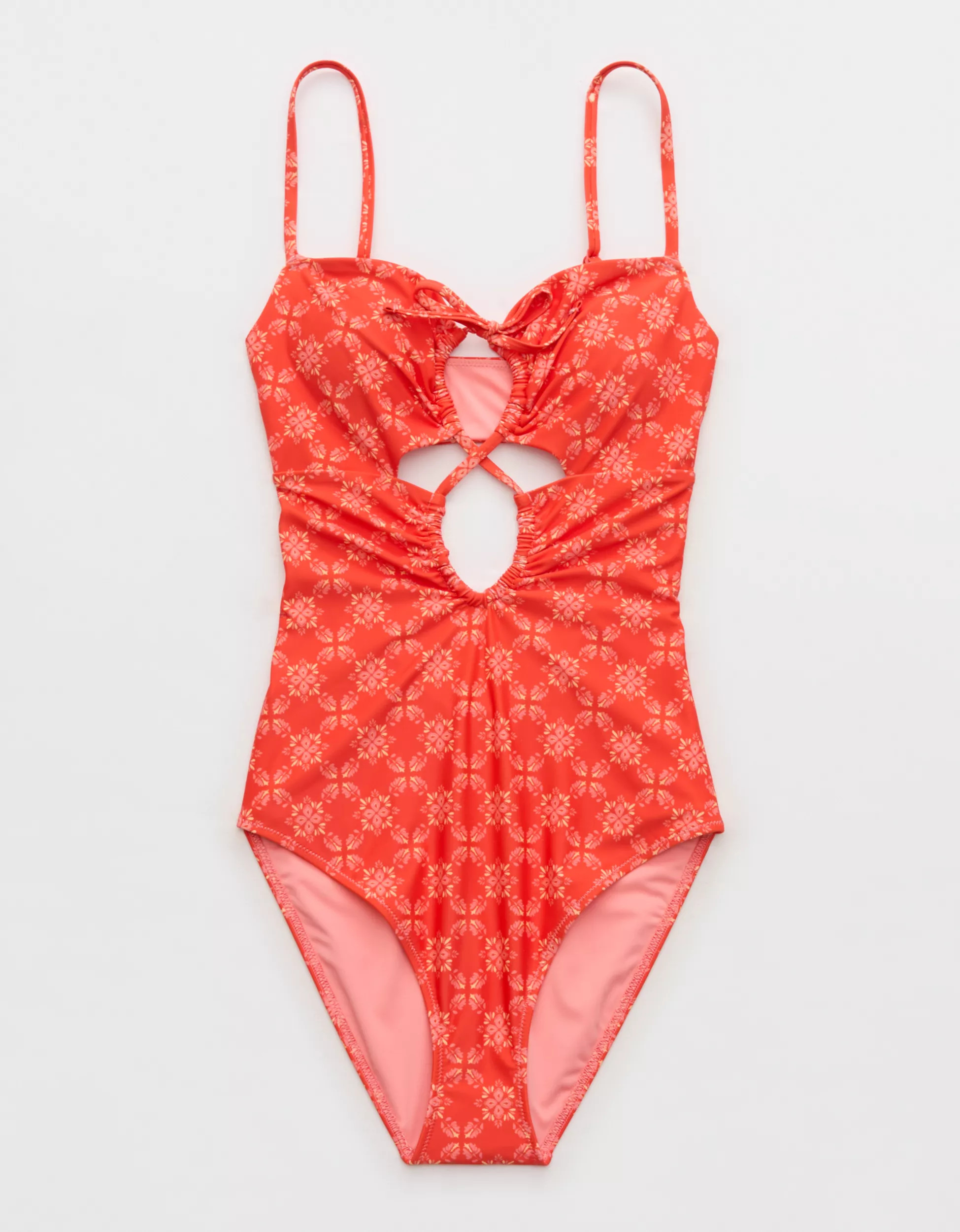 Aerie Ruched Cutout Full Coverage One Piece Swimsuit | Aerie