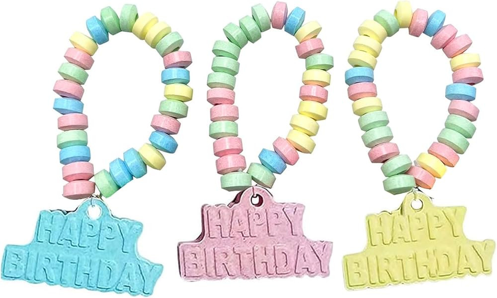 Happy Birthday Candy - 24 Individually Wrapped Bulk Candy Bracelets - Great for Birthday Party Fa... | Amazon (US)