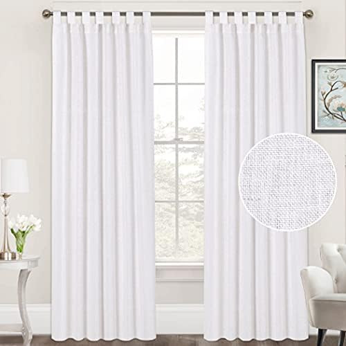 Amazon.com: FantasDecor Natural Linen Curtains 96 Inch Length Tab Top Linen Sheer Curtain Panels ... | Amazon (US)
