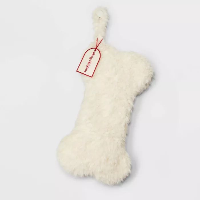Sherpa Dog Bone Christmas Stocking White - Wondershop&#8482; | Target