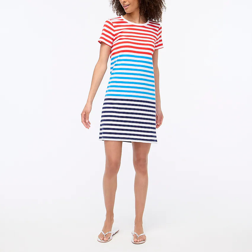 Short-sleeve mixed-stripe T-shirt dress | J.Crew Factory