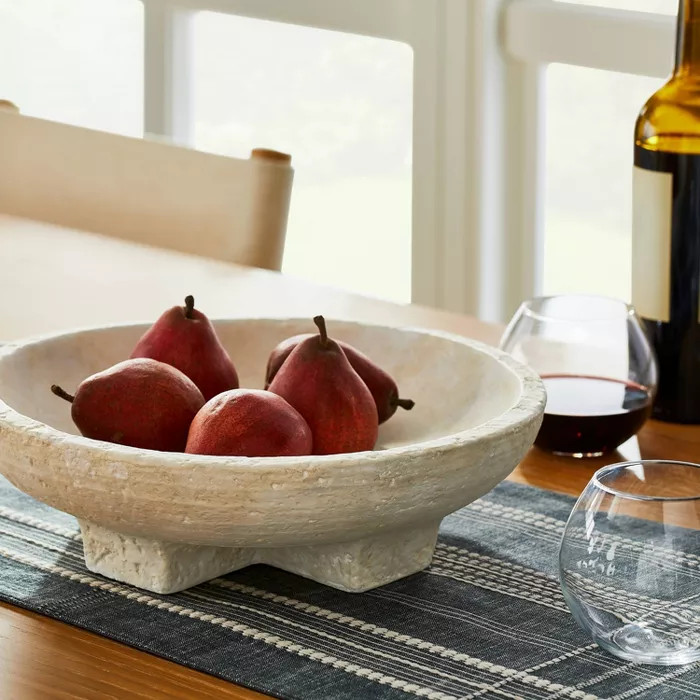 12" x 3" Decorative Terracotta Cross Base Bowl Off White - Threshold™ designed with Studio McGe... | Target