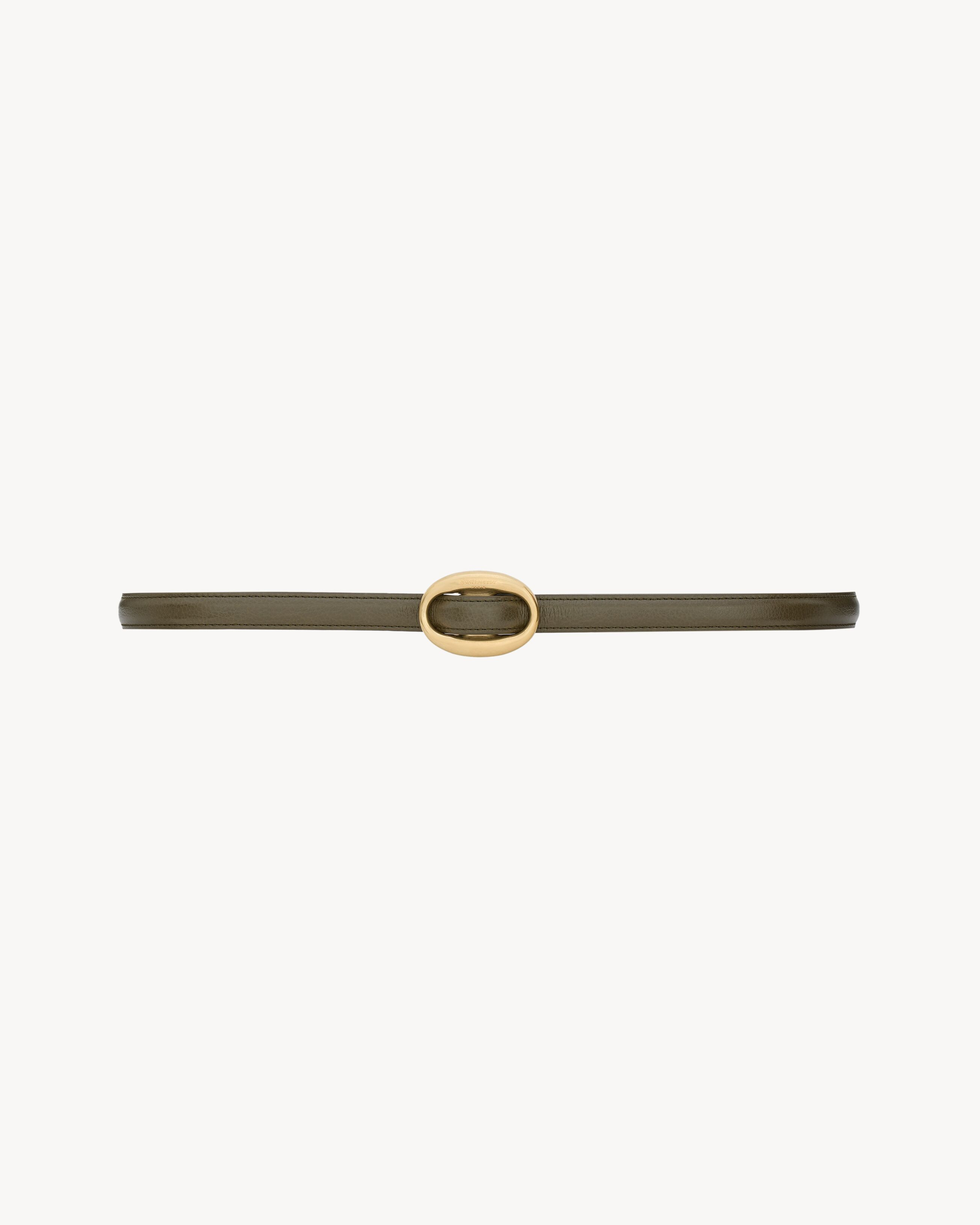oval buckle thin belt in smooth leather in Green | Saint Laurent | YSL EN-US | Saint Laurent Inc. (Global)