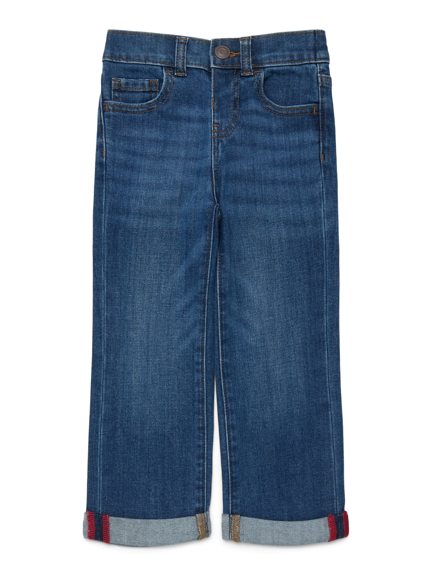 Wonder Nation Toddler Boys Straight Leg Jeans with Roll Cuffs, Sizes 12M-5T | Walmart (US)