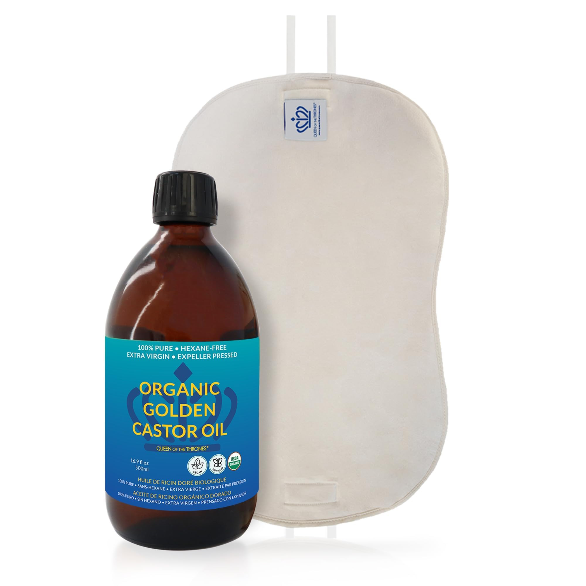QUEEN OF THE THRONES Castor Oil Pack for Liver Kit - Heatless, Less-Mess, Reusable - Organic Cott... | Amazon (US)