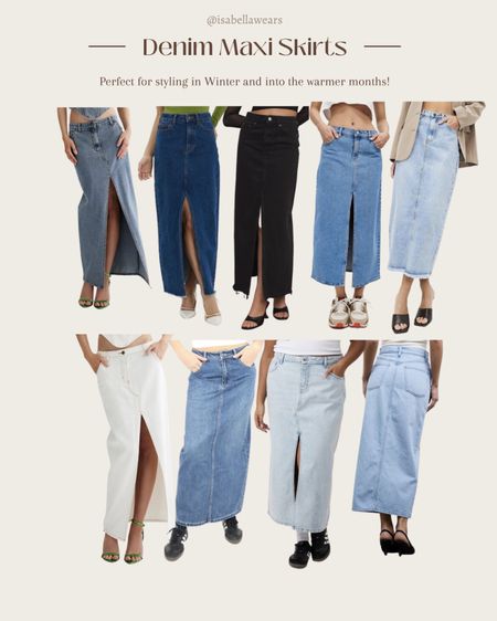 ✨Mini Edit✨ Some Denim Maxi Skirt favourites I’ve come across recently. So many different shades and styles. I have ordered the mid wash blue, second in from the right! 

#LTKaustralia #LTKstyletip #LTKFind