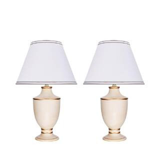 Aspen Creative Corporation 22 in. Beige Ceramic Table Lamp with Hardback Empire Shaped Lamp Shade... | The Home Depot