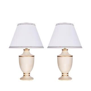 Aspen Creative Corporation 22 in. Beige Ceramic Table Lamp with Hardback Empire Shaped Lamp Shade... | The Home Depot