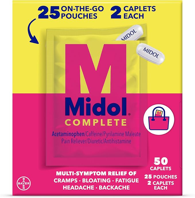 Midol Complete On The Go Caplets with Acetaminophen for Menstrual Symptom Relief, Period Cramp an... | Amazon (US)