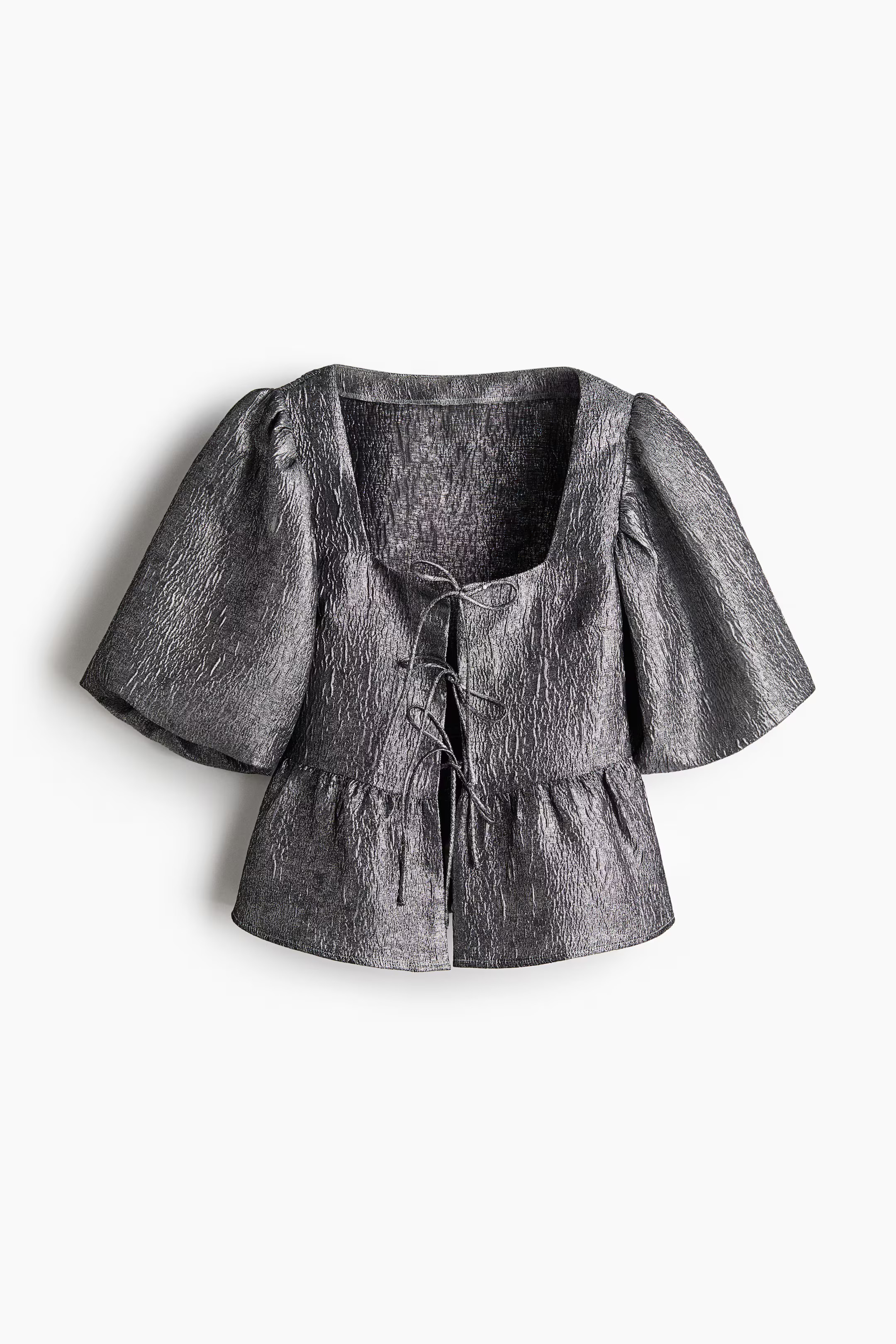 Jacquard-Weave Tie-Front Blouse | H&M (US + CA)